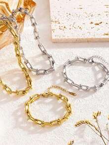 1pc Stainless Steel Fashionable & Versatile Horseshoe Chain Necklace Bracelet Jewelry, Suitable For Daily Wear