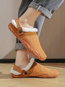 Zapatos suaves y piel cálida para mujer, diseño minimalista, ligeros, de moda, con caja de punta ancha, tipo descalzo para interiores y hogar, mullidos, elegante estilo universitario, pantuflas, adecuados para otoño e invierno