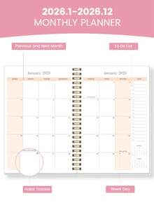 Trees 2026 Monthly Planner - 12 Months Spiral Bound Weekly Planner Notebook With Calendar Grid, Notes And Task List - Ideal For Goal Setting, Productivity And Daily Use - Suitable For Home, Office And School, Office Desk Accessories - Multicolor - View 5