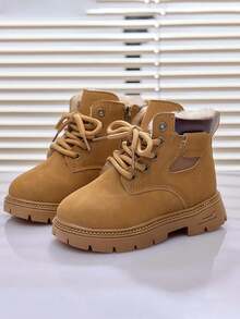 1 Pair Children's Autumn/Winter Boots, Casual Comfortable Student Shoes, Mid-Top High-Top Warm Lining Boots For Boys And Girls