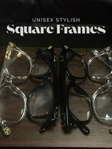 Unisex Stylish Square Frames For Men & Women Casual Eyewear For Work School & Outdoor Activities | Clear & Black Options,The Best Gifts For Halloween And Christmas - Đen Bạc - Xem 1