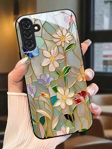 Vintage Colorful Floral Phone Case With Glass Texture. Suitable For IPhone 17, 16, 15, 14, 13, 12, 11, Pro Max Plus, Galaxy 25/24/23/22/21/ULTRA/PLUS/FE/Able-Pri71/56/55/54/53/52/36/35/34/26/25/23/16/15/14/13/06. Tailor-Made Phone Case For Fashionable Perfection. - Nhiều màu - Xem 1
