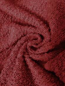 Plus Size Solid Color Crew Neck Casual Long Sleeve Knit Sweater - Burgundy - View 8