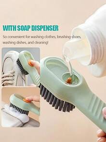 2pcs Automatic Liquid Soap Dispenser Cleaning Brush - Kitchen Laundry Scrub Brush With Soap Dispenser - Multifunction Shoe Brush - Multicolor - View 6