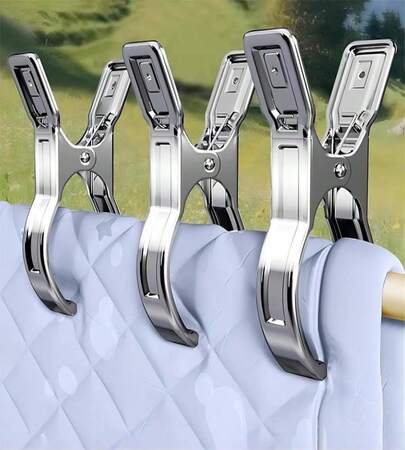 Coideal Beach Towel Chair Clips - 10 Pack Pool Cover Clips Stainless Steel Quilt Clamps Metal Large Heavy Duty Clothes Pins Windproof For Sunbed Lounge Cruise