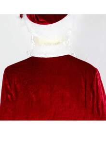 7 pièces Set, Costume de Mascotte de Noël pour Enfants, Costume de Père Noël en Velours Bordeaux de Luxe pour Enfants, Tenues de Père Noël pour Garçons et Filles avec Veste à Fermeture Éclair, Pantalon Élastique, Chapeau, Barbe, Ceinture Élastique, Couvre-Bottes, Sac du Père Noël, Costumes de Père Noël pour Décoration de Noël Intérieur Extérieur - Rouge foncé - Voir 8