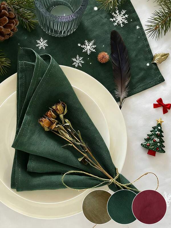 Guardanapos de Natal simples de cor sólida, 2/6/12/240 unidades, adequados para restaurantes, salas de estar, festas de fim de ano, decoração de casa