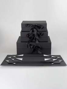 纸板折叠礼盒，用于礼品包装，矩形盒，带磁性盖封，附赠丝带和贺卡。适用于伴郎求婚礼盒、婚礼、圣诞节、万圣节、生日礼物包装、圣诞节、结婚周年纪念日派对、情人节等。 - 彩色 - 查看 8