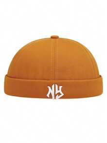 1pc Men's New York Letter Print Newsboy Cap, Distressed Washed Personalized Flat Top Hat, Suitable For Streetwear And Everyday Wear, All Seasons