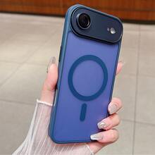 Magnetic Luxury Matte Translucent Armor Shockproof Case Compatible With IPhone 17 Pro Max 17 Air 16 16e 15 14 Plus 12 13 11 Pro Max Wireless Charge Cover - Dark Blue - View 6