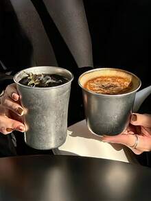 1 bucată de ceașcă de cafea din oțel inoxidabil 304, ceașcă mată groasă cu gură largă, ceașcă pentru băuturi reci, ceașcă pentru suc, ceașcă de băut, portabilă și durabilă, potrivită pentru camping, acasă, birou, foarte potrivită pentru cadouri și sărbători