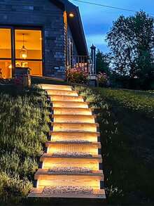 2/4pcs Warm Light 13LED Solar Stair Lights, Outdoor Safety Lighting Ground Lights, Warm LED Night Lights, Triangular Minimalist Stair Lights, Auto On/Off Daytime, Semi-Recessed Installation, Lithium Battery, Solar Powered Charging, Outdoor Garden Decor, Outdoor Lighting | Modern Stair Lighting | Solar Charging Lights, Garden, Entrance, Hallway, Walkway, Patio, Party Decor Lights, Christmas Decor, Halloween Decor, Indoor/Outdoor Floor Decor, Camping Decor - Step Light-warm Color - View 2