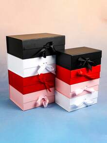 1 صندوق هدايا قابل للطي باللون الأسود، صندوق تغليف هدايا، صندوق هدايا لتقديمه للعائلة والأصدقاء، استخدام عام لهدايا المناسبات