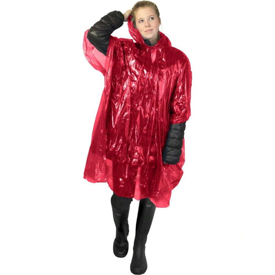 Generic Unisex Adult Mayan Plastic Raincoat (Red) - Red - View 1