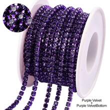 一卷10码爪链，电泳钻链，镀密爪钻链，派对礼服装饰钻链，圣诞装饰钻链，服装装饰配件，DIY美甲镶钻手机壳装饰配件 - 黑色 - 查看 7