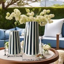 Black Striped Ceramic Vase, Suitable For Tabletop, Wedding Decoration Home Decor Room Decor Flower Vase Glass Vase