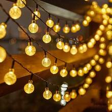 2025 Latest 20/50/100 LED Solar Powered Outdoor Crystal Ball Lights, 8 Modes Solar Fairy Lights, Bubble Ball Fairy Lights, Christmas Decor, Villa Garden New Year String Lights, Summer & Autumn - Universal