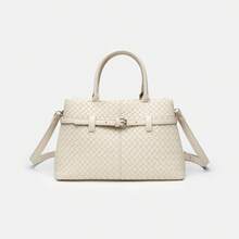 Women's Tote Bag, Fashionable Woven Texture One Shoulder Tote Bag, High-End Sense, Large Capacity Commuter Crossbody Bag, Retro Handbag, Women's Bag, Casual Versatile Purse