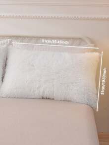 1 件蓬松毛绒纯色抱枕套，柔软舒适的枕头保护套，100% 涤纶，适用于卧室、宿舍、客厅、沙发、户外、汽车、旅行，尺寸有 50*75 厘米、51*91 厘米、51*137 厘米可供选择 - 白色 - 查看 11