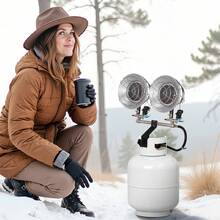 Propane Tank Top Heater, 30000 BTU Rapid Heating 180-Degree Infrared Radiant Tank Top Gas Heater, 3 Heat Settings For Ice Fishing/ Hunting/Outdoor Work, Single Burner Square - Double-head, One-way 180° Circular Tray - View 1