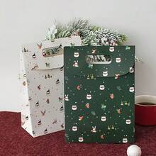 6/12pcs Christmas Holiday Party Gift Bags - Snowman, Reindeer, And Tree Pattern Design In Red, White, And Green For Christmas, Thanksgiving, Birthdays, Weddings
