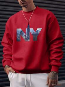 Sudadera Oversized Casual para Hombres con Estampado del Skyline de NYC y Logo de NY - Impresión del One World Trade Center, Letras de NY, Blanca, Lavable a Máquina, Ropa Urbana para Fanáticos de la Ciudad - Oscuro - Ver 10