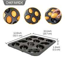 CHEF MADE 12-Cavity Lemon-Shaped Muffin Cake Pan, Nonstick Carbon Steel Bakeware, Easy Release & Quick Clean, Oven- Mini Lemon Cakes Tray - Black - View 5
