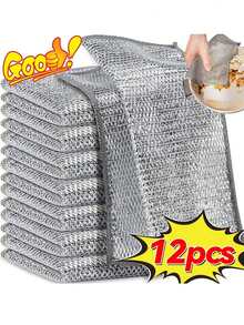1/3/5/10pcs Magic Cleaning Cloth Thickened Double -Sided Metal Steel Wire Rags Kitchen Dish Pot Washdishing Cloths Towel Clean Tools,Metal Wire Cloth - Double-Sided Reusable Cleaning Cloth, Suitable For Tableware, Cookware, Kitchen And Bathroom Sinks, And Commercial Cleaning.
