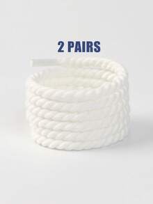 2 Pairs Casual Sneaker Replacement Braided Shoelaces, Fashion Versatile Solid Color Round Twisted Rope Laces, Personalized Stylish Shoe Accessories