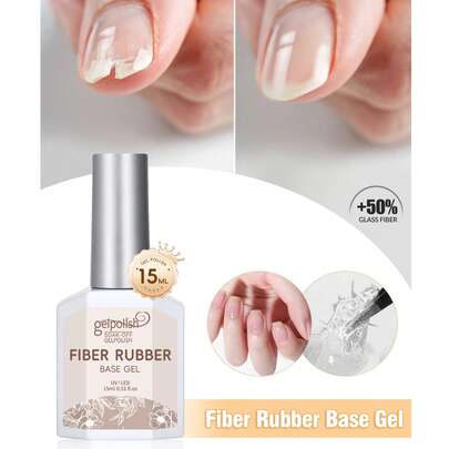 15ml Fiber Rubber Base Coat, Transparent Rubber Base Coat, Used To Strengthen/Build/Reinforce/Fortify Nails, Long-Lasting Protection, Removable, Suitable For Thin And Brittle Nails, Ideal For DIY Manicure At Home