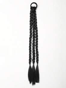 2 piezas Peluca de trenza de cabello sintético natural para niñas con banda elástica, estilo ballet, accesorio para el cabello con lazo decorativo, trenza retorcida y coleta