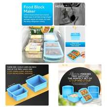 Silicone Freezer Trays With Lids, Set Of 4 - With 1cup And 2 Cup Silicone Freezer Molds Freezing Soups, Sauces And Individual Microwave - 4 包藍色 - 查看 1