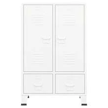 vidaXL Wardrobe  White  Steel  Medium  Height-Adjustable Shelves  Wardrobe  Rectangular  Industrial  Locks  Clothing Organizer  Storage Cabinet  Industrial Wardrobe  Steel Cabinet - White - View 3