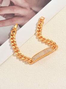 1 pieza Conjunto de pulsera con strass de color dorado de moda, adecuado para que las mujeres creen un estilo de apilamiento personalizado