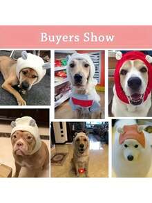 1pc Dog Knitted Hat, Noise Reduction Knitted Dog Hat, Warm Winter Hat For Dogs And Cats, Suitable For Medium To Large Pets, Winter Dog Warm Hat Quiet Dog Ears, Soft And Stretchy Polyester Spandex Blend, Noise Reduction And Comfortable Fit - Multicolor - View 5