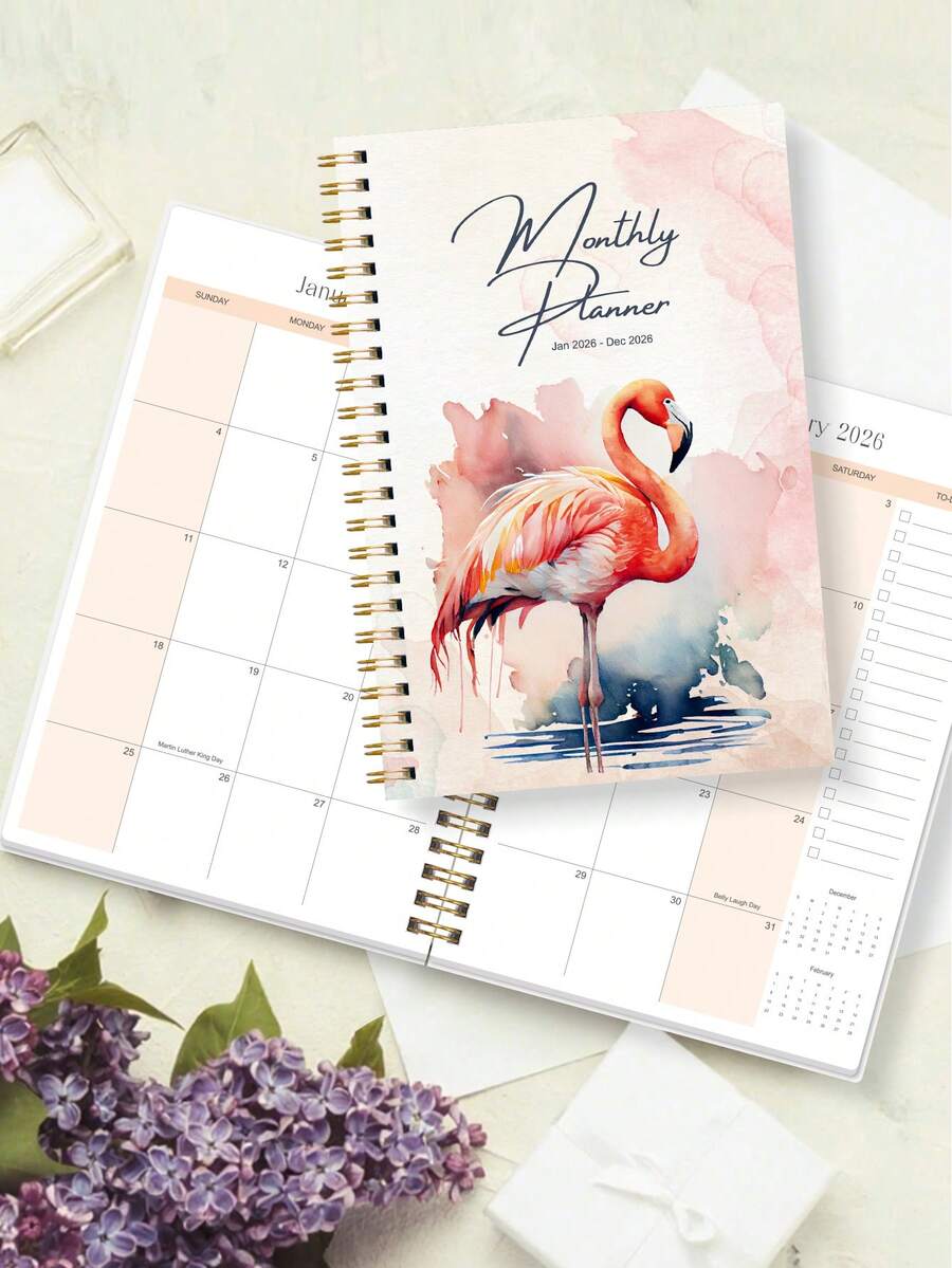 Trees Planificator lunar spiralat A5 2026.1-2026.12 – Calendar 2026 pentru tot anul, cu notițe, liste de activități și pagini cu prezentare generală lunară – Excelent pentru birou, școală și casă, accesorii pentru birou, cadouri de Halloween