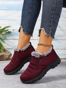 "Round Toe On Platform Warm Shoes Winter 2025 New Export Women's Thermal-Lined Warm Parent Shoes Wholesale Casual Outdoor Boots Cross-Border Snow Boots" - Red - View 17
