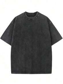 Vintage Streetwear Oversized Drop Shoulder T-Shirt - Soft Cotton, Relaxed Fit, Acid Wash, Unisex Design, Baggy Hip Hop Style, Free Spirit Print - Perfect For Casual Outings Fashion Design Soft Fabric  Loose Fit Unisex Retro Street Style - 黑色 - 查看 2