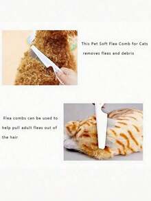 1pc 2-In-1 Pet Hair & Tear Stain Remover Brush - Stainless Steel Dog & Cat Flea Comb, Effectively Trims & Gently Removes Matted Fur And Fleas, Suitable For Dogs And Cats - Multicolor - View 8