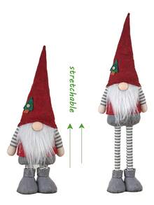 1 pièce Décoration de Gnome de Noël ajustable de 63 cm/24,8 pouces en rouge et gris, Rudolph, Cadeau de Noël, Décoration de sapin de Noël, Décoration d'intérieur mignonne, Décoration classique pour porte, fenêtre, fête, centre commercial, maison, cuisine, table