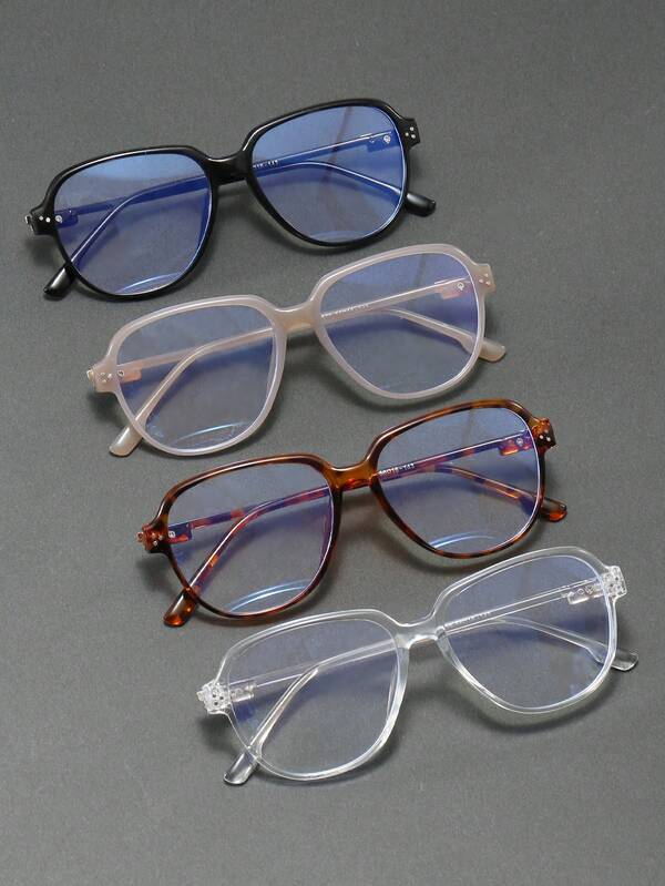 1 Pair Men's Cat Eye Clover Rivet Fashionable Flat Glasses, New Autumn Product, Suitable For Outdoor Sports, Stage Performance, And Stylish Outfits