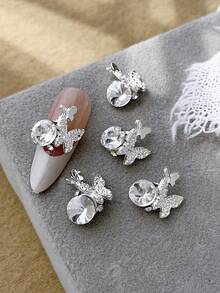 10pcs Nail Charms Nails Nail Supplies Shiny Bowknot Diamond-Encrusted Nail Charms, Light Luxury French Sweetie Metal Nail Supplies Music Festival Travel Festival Celebration, Shiny Pink White White Rhinestones Nail Gems, Suitable For Multi-Functional DIY Accessories Nail Decoration - Multicolor - View 7