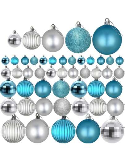 6/12/18/24个圣诞树球挂饰，直径3~6厘米，银色、蓝色，可悬挂，2025年圣诞节家居装饰，2026年新年礼物，家居装饰，圣诞装饰，房间装饰，冬季圣诞装饰，家居圣诞礼物，圣诞装饰