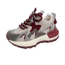 2025 New Spring And Autumn Women's Shoes, Versatile Color-Block Sports Dad Shoes - Burgundy - View 4