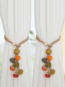 1/2 Packs Creative Pumpkin-Shaped Curtain Tiebacks, Freely Adjustable Length, Curtain Buckle Straps, Bedroom & Living Room Decor Accessories