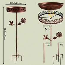 1 件金属喂鸟浴盆，用于花园、庭院、草坪的装饰性地面支架，适用于后院鸟盆、喂鸟，是送给父母、朋友的礼物