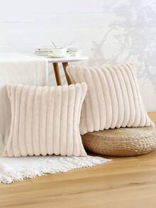 1个纯色毛绒抱枕套，多种颜色可选，温暖柔软，毛绒表面，拉链封口，适用于客厅、卧室、派对装饰，不含枕芯，尺寸可选：12x20/16x16/18x18英寸，可机洗，适合秋冬季装饰和房间装饰。 - 白色 - 查看 8