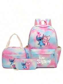 Stitch School Bag Large Capacity Backpack Starry Sky Print Cartoon Outdoor Backpack, Large Capacity Makeup Organizer Makeup Case,For Lipstick,Brush,Skincare,Mobile Phone, Coin, Small Items, For Home,Gift,Vacation And Festival Halloween Christmas Multifunctional Use