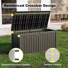 DRATO 150 Gallon Outdoor Storage Box, Large Waterproof Deck Box, Lockable Resin Storage Container With Reinforced Support Patio Cushions, Garden Tools,-Resistant Outdoor Chest(Black) - Black X - 查看 5