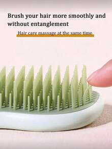 Brosse à cheveux à long manche en feuille de bananier - Pour démêler et lisser les cheveux longs, soins du cuir chevelu avec des dents arrondies, accessoires capillaires essentiels pour les voyages et les salons